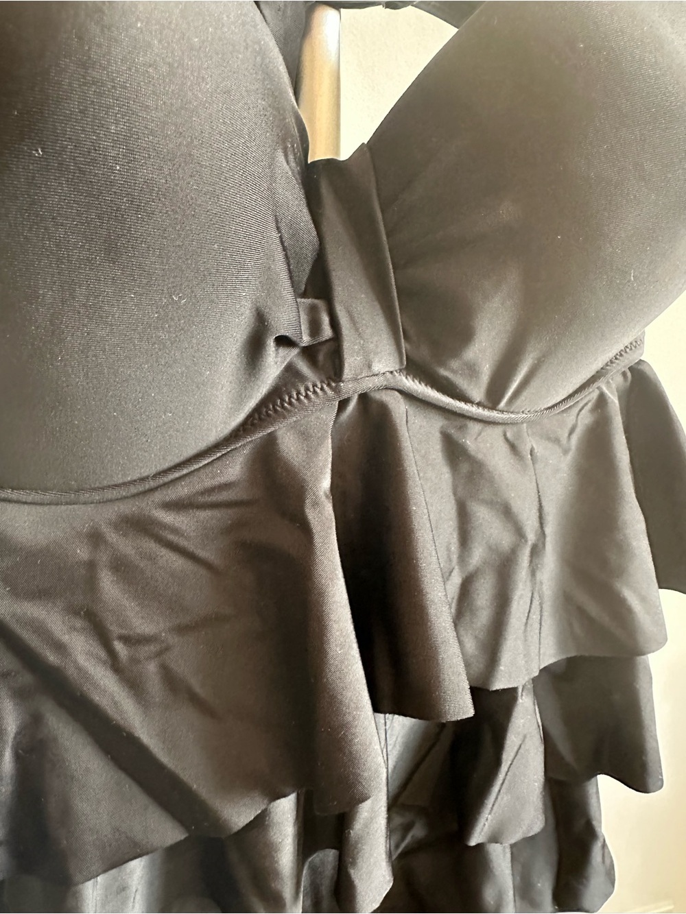 Black Ruffled One-Piece Swimsuit - Picture 2 of 7